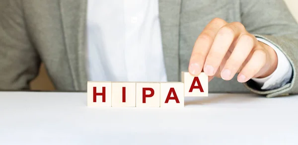 Word Hipaa Made Wood Building Blocks — Stock Photo, Image