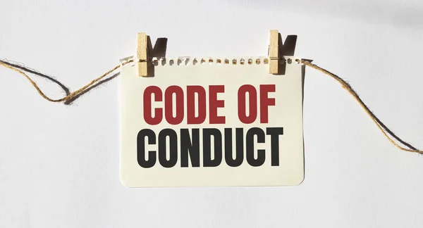 Cartão Com Texto Código Conduta Diagrama Fundo Branco — Fotografia de Stock