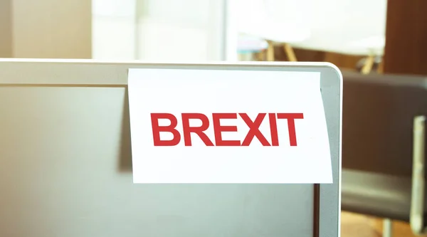 电脑上粘稠的字条 文件Brexit — 图库照片