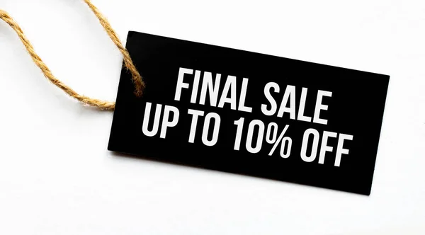 Final Sale Percents Text Black Tag White Paper Background — Stock Photo, Image