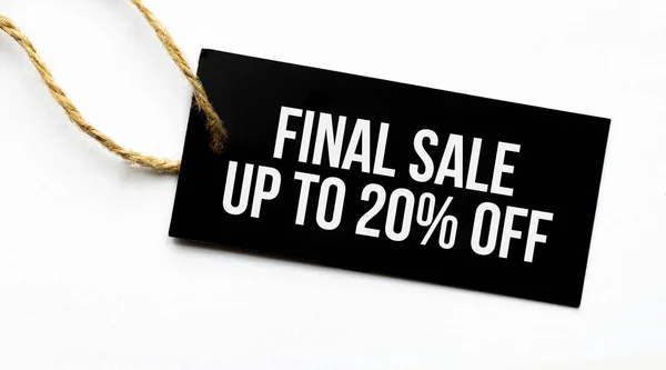 Final Sale Percent Text Auf Einem Schwarzen Tag Auf Weißem — Stockfoto