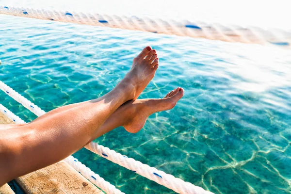 Relax on vacation, foot on air during Holiday on red sea