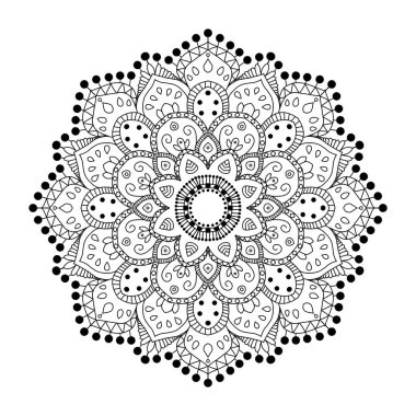 Siyah beyaz mandala dua etmek için yoga ve meditasyon. 
