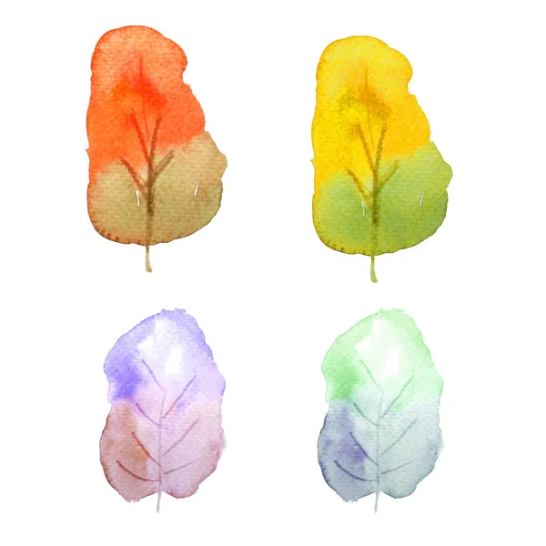Colorful Watercolor Painting Trees Trunk — Stock Photo, Image