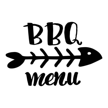 Izgara menü logo. Promosyon malzemeleri tasarımı için tasarım öğesi. Menü tasarımı ızgara. Barbekü vektör etiket izole
