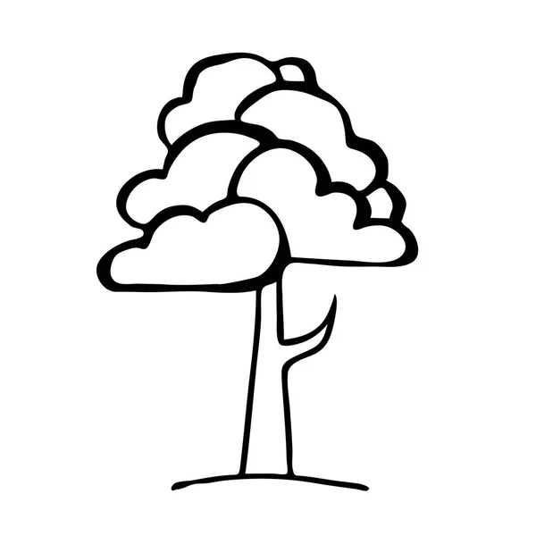 Desenho Mão Árvore Preto Branco Estilo Dos Desenhos Animados — Vetor de Stock