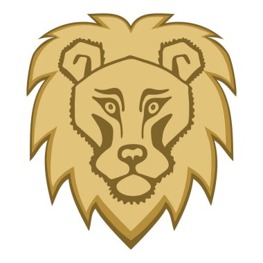Logo aslan kafası. Stilize maskot, vektör simgesi.