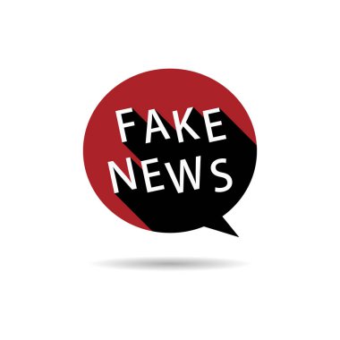 Konuşma baloncuklarının beyaz arka planda haber illüstrasyonu olarak kullanılan sahte haber mektupları vardır..