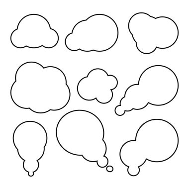 Vektör sohbeti için kullanılan beyaz arkaplan üzerindeki konuşma baloncuğu özeti çizimi