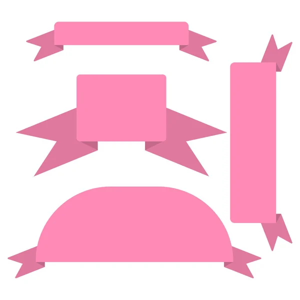 Rózsaszín Üres Banner Sablon Egyszerű Stílus Izolálja Magát Fehér Alapon — Stock Vector