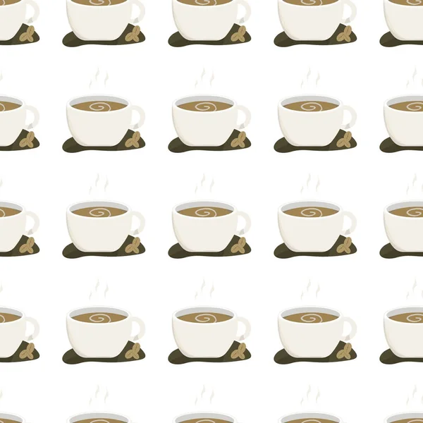 Bezproblemowy Wzór Kubka Kawy Koncepcja Zacznij Dzień Pracy Gorącej Kawy — Wektor stockowy