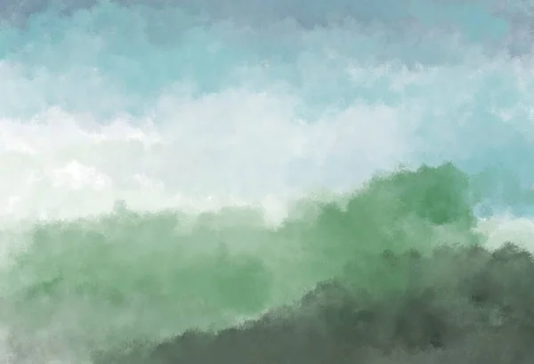 Aquarell Hintergrundillustration Die Textur Von Grünem Und Dunkelblauem Nebel Oder — Stockfoto