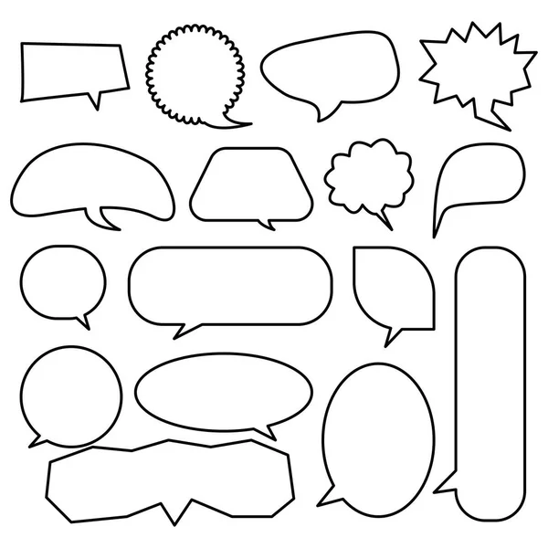 Speech Bubbles Set Black Outline White Space Letters Vector Collection — Stock Vector