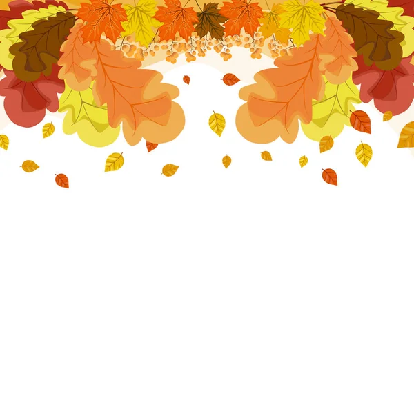 秋天的矢量背景 有金黄枫树和橡木叶 用空白来说明 秋天的概念 — 图库矢量图片