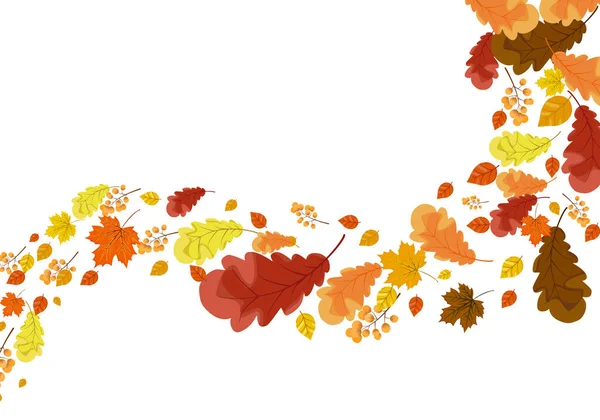 Herbst Hintergrund Die Goldenen Blätter Fallen Auf Einen Weißen Hintergrund — Stockvektor