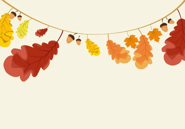 秋天的叶背 叶子不挂在栏杆上 叶向量适合装饰 — 图库矢量图片