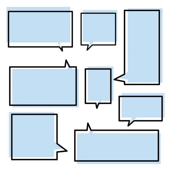 Conjunto Burbujas Voz Vectoriales Burbujas Habla Cuadrada Aisladas Blanco — Vector de stock