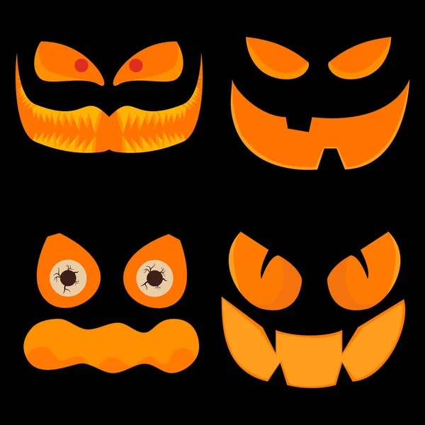 Halloween Background Vector Scary Face Ghost Face Pumpkin Jack Lantern — Stock Vector