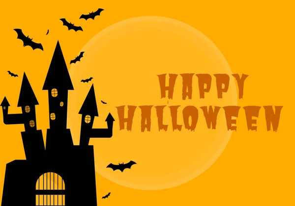 Sfondo Halloween Castello Infestato Pipistrelli Che Volano Nella Notte Luna — Vettoriale Stock