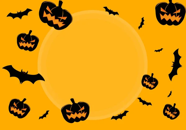 Sfondo Halloween Vettore Pipistrello Zucca Fantasma Jack Lanterna Sfondo Giallo — Vettoriale Stock