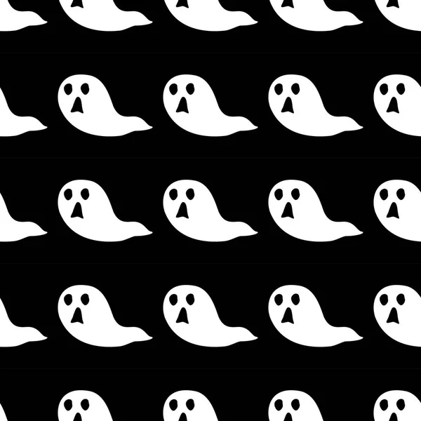 Fantasma Senza Soluzione Continuità Modello Sfondo Fantasma Icone Halloween Simpatico — Vettoriale Stock