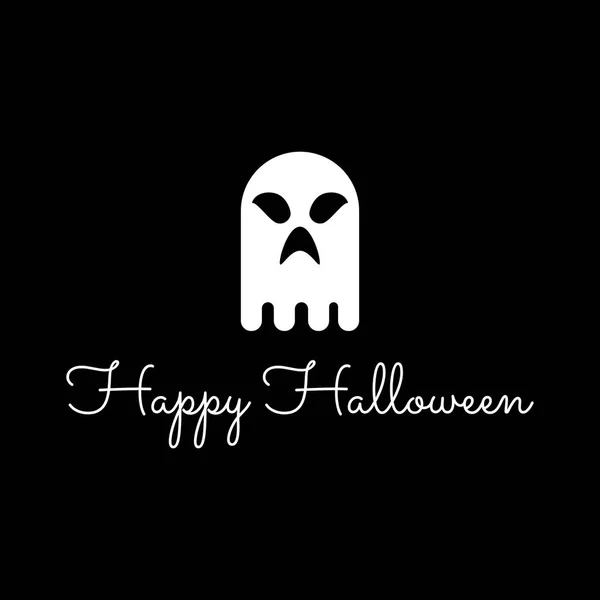 Biglietto Auguri Halloween Fantasma Dei Cartoni Animati Saluto Lettering Sfondo — Vettoriale Stock