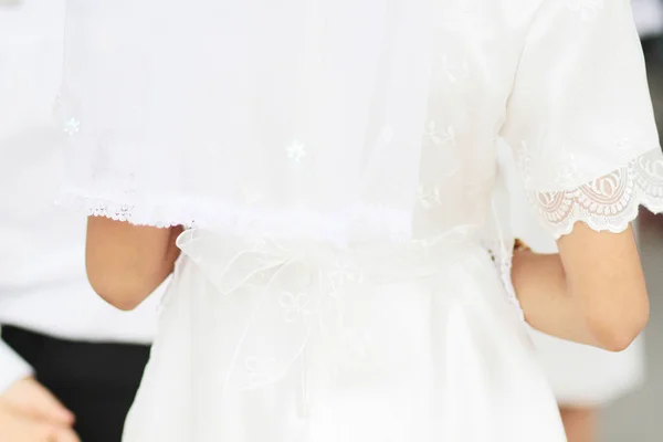 Ragazza Con Bel Vestito Bianco Sposa Sposa — Foto Stock