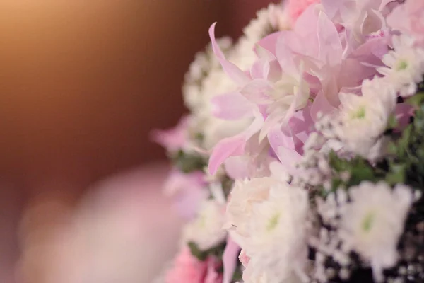 Rosa Flieder Orchidee Und Frisch Blühende Blumen Dekoration Bei Der — Stockfoto