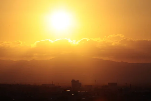 Pôr Sol Ponto Vista Aéreo Cidade Hatyai Centro Negócios Central — Fotografia de Stock