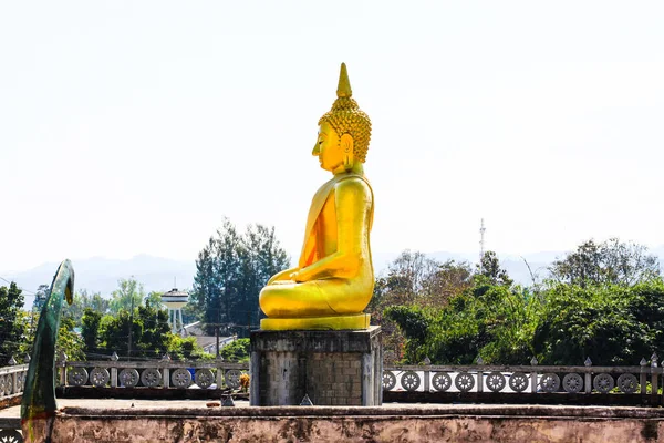 Golden Buddha Statue Old Pagoda Ancient Temple Thailand — Stock Photo, Image