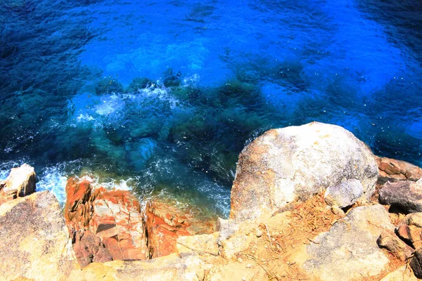 Yaz Deniz Manzarası Deniz Ufkunun Batışı Cape Yakınlarında Sakin Bir — Stok fotoğraf