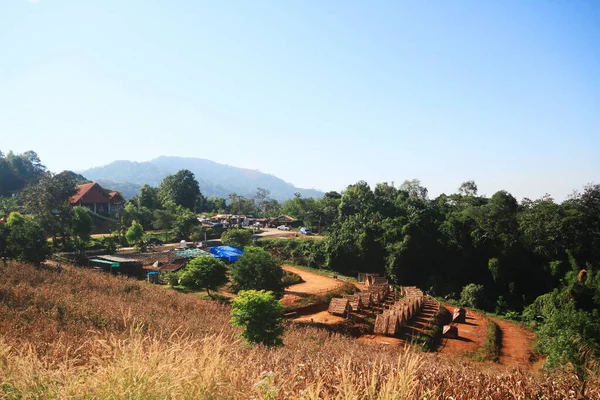 Nan Thailand December 2015 Árvores Corte Problemáticas Montanha Para Build — Fotografia de Stock