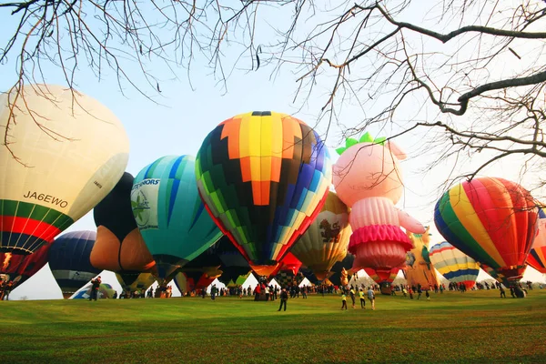 Chiangrai Thailand February 2016 Balões Coloful Voam Livremente Atmosfera Com — Fotografia de Stock