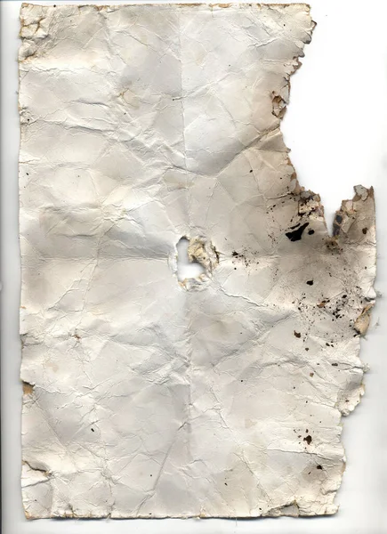 Старая Изящная Морщинистая Бумага Складками Пятнами — стоковое фото