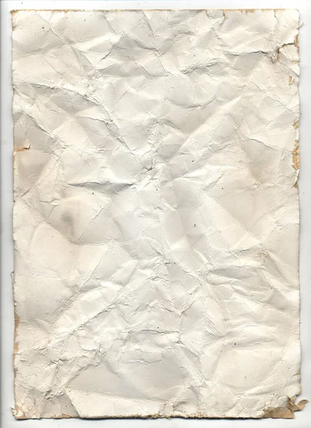 Oude Grunge Gerimpeld Papier Met Plooien Vlekken — Stockfoto