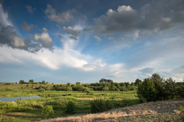 Landscape Meadows Warm Evening Light Royalty Free Stock Photos