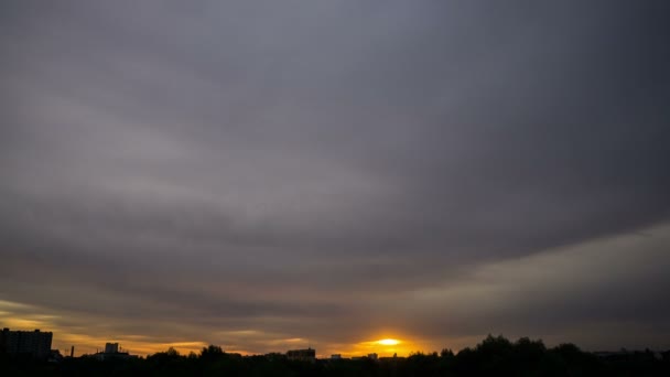 Gwałtowny Zachód Słońca Nad Panoramą Miasta Horyzoncie — Wideo stockowe