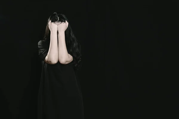 Femme Asiatique Détresse Émotionnelle Éprouvant Dépression Solitude Fatigue Faiblesse Tristesse — Photo