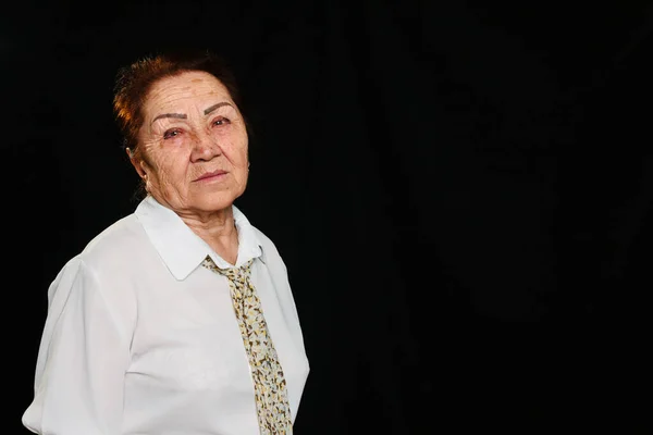 Portrait Elderly Senior Asian Woman Smiling Thinking Her Life — Stock Photo, Image