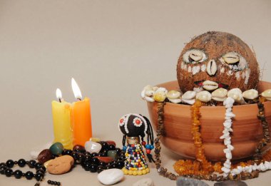 Occult altar for African Gods. Shamanism. Voodoo, Hoodoo clipart