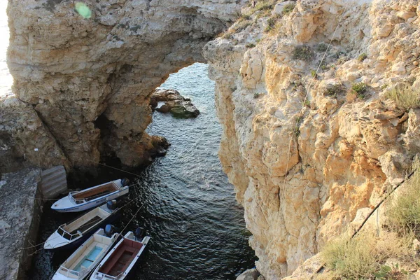 Barcos Amarrados Campamento Pesca Atlesh Mar Negro Crimea Occidental Ucrania — Foto de Stock