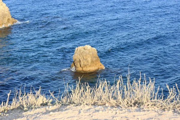 Roca Las Aguas Costeras Tarkhankut Mar Negro Crimea Occidental Ucrania —  Fotos de Stock