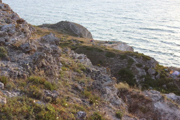 Zelte Der Küste Von Jangul Tarchankut Westliche Krim — Stockfoto