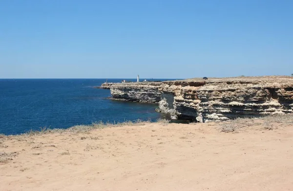 Vista Desde Costa Rocosa Del Cabo Atlesh Hasta Faro Crimea — Foto de Stock