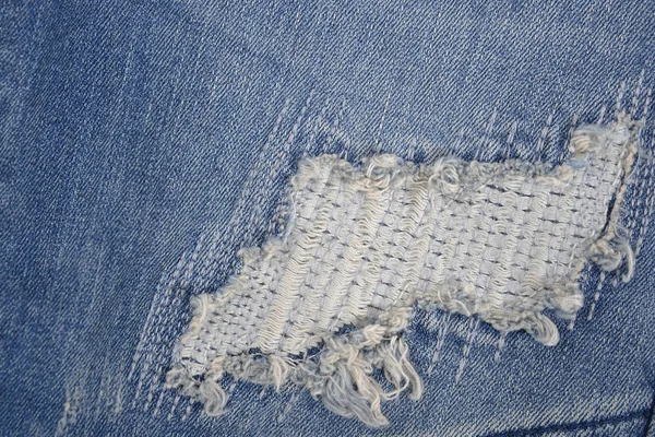 Textura Jeans Ganga Rasgada — Fotografia de Stock