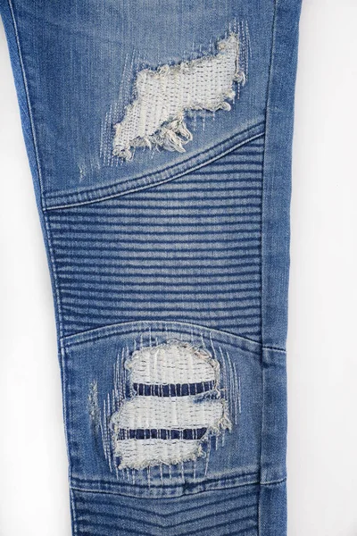 Leg Jeans Denim Achtergrond Gescheurd — Stockfoto