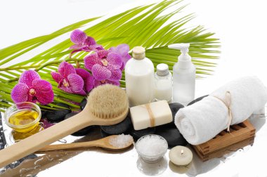 Güzel tropikal spa kompozisyon