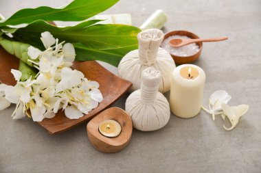 Spa ya da iyi gri arka plan üzerinde ayarlama