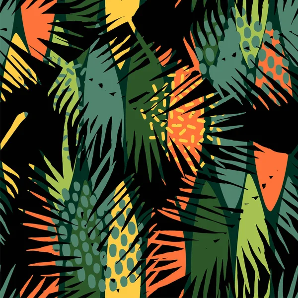 Abstract seamless pattern with tropical leaves. — Stock Vector