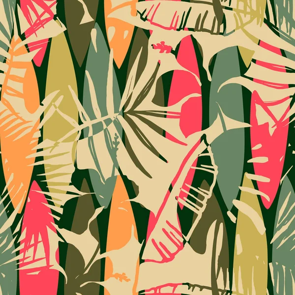 Abstraktní vzor bezešvé s tropické listy. — Stockový vektor
